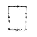 Rectangular frame with circles and arrows in memphis doodle style. Hand drawn border in scandinavian simple liner style.