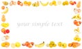 Rectangular frame from different yellow and orange fruits and vegetables Royalty Free Stock Photo