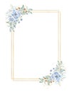 Rectangular frame with floral elements hand drawn raster illustration Royalty Free Stock Photo