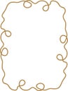 Rectangular frame made of tangled rope isolated on white background.