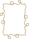 Rectangular frame made of tangled rope isolated on white background.