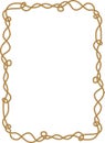 Rectangular frame made of tangled rope isolated on white background.
