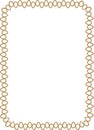 Rectangular frame made of tangled rope isolated on white background.
