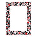 Rectangular frame of paw prints and hearts Royalty Free Stock Photo