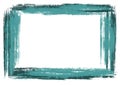 Rectangular frame on white background. Frame in brush strokes of light blue, blue paint. Royalty Free Stock Photo
