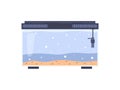 Rectangular glass empty aquarium with lid and water, vector on white