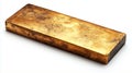 A rectangular gold bar with a textured surface on a white background view Royalty Free Stock Photo