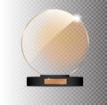 Rectangular gold glass award winner 1st place winning on a gray background Royalty Free Stock Photo