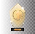 rectangular gold glass award winner 1st place winning on a gray background Royalty Free Stock Photo