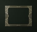 Rectangular golden metallic frame on dark green background, art deco style.