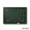 A rectangular green chalkboard with a series of abstract chalk drawings and Royalty Free Stock Photo