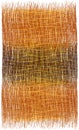 Rectangular grunge striped woven rustic rug, mat, carpet, plaid  with fringe in orange, brown, yellow  colors isolated on white Royalty Free Stock Photo