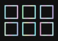 Rectangular holographic frames set in psychedelic vaporwave style.