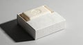 Elegant Soap Bar with Rose Design in Embossed Leaf Pattern Box on Gray Surface Royalty Free Stock Photo