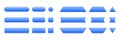 Rectangular long button with rounded and sharp borders 3d render illustration.