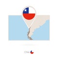 Rectangular map of Chile with pin icon of Chile