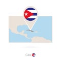 Rectangular map of Cuba with pin icon of Cuba Royalty Free Stock Photo