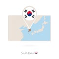 Rectangular map of South Korea with pin icon of South Korea Royalty Free Stock Photo
