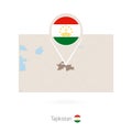 Rectangular map of Tajikistan with pin icon of Tajikistan