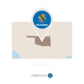 Rectangular map of US state Oklahoma with pin icon of Oklahoma