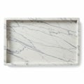 Rectangular marble tray featuring a smooth, white surface with gray veining, creating Royalty Free Stock Photo