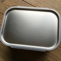 Rectangular metal container with a smooth, shiny surface showing light scratching, set Royalty Free Stock Photo