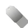 Rectangular metal tag with chamfered edges and a brushed texture, featuring a small circular hole Royalty Free Stock Photo