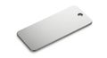 Rectangular metal tag with rounded corners and a smooth, brushed finish. It has a small circular Royalty Free Stock Photo