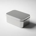 Rectangular metal tin box with rounded edges on a plain white Royalty Free Stock Photo