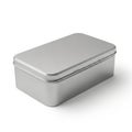 Rectangular metal tin box with a smooth, shiny silver finish Royalty Free Stock Photo
