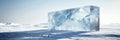 A rectangular monolith of ice with geometric patterns etched onto its smooth surface like a frozen work of art Royalty Free Stock Photo