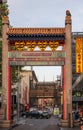 Rectangular monumental gate as entrance to Chinatown, Melbourne, Australia