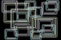 Rectangular multicolored frames on a black background. Abstract background
