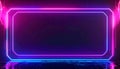 Rectangular Neon Frame Glowing With Pink And Blue Lights On A Dark Reflective Surface Royalty Free Stock Photo