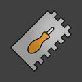 Rectangular notched trowel color icon