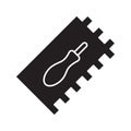 Rectangular notched trowel glyph icon