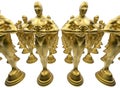 Rectangular pattern of golden statues
