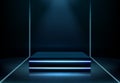 Illuminated neon square podium realistic vector