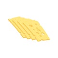 Rectangular pieces of cheese on a white background.