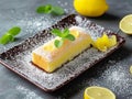 Rectangular plate with sweet lemon roll