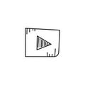 Rectangular play button hand rawn icon