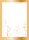 Rectangular postcard template with rectangular frames decorated with bouquets of magnolia flowers.