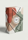 Rectangular product packaging featuring an abstract geometric design. Dominated by Royalty Free Stock Photo