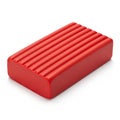 Rectangular Red Modeling Clay Block with Grooved Surface on White Background play-doh Royalty Free Stock Photo