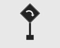 Rectangular Right turn arrow sign icon of highway Royalty Free Stock Photo