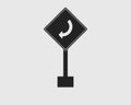 Rectangular Right turn arrow sign icon of highway Royalty Free Stock Photo