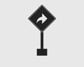 Rectangular Right turn arrow sign icon of highway Royalty Free Stock Photo