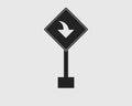 Rectangular Right turn arrow sign icon of highway Royalty Free Stock Photo