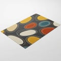 Mid- Century Modern Style Rug with Abstract Oval Pattern on Gray Background carpet textile Royalty Free Stock Photo