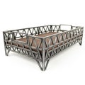 Geometric Metal and Wood Serving Tray with Open Lattice Design and Angled Legs image photo Royalty Free Stock Photo